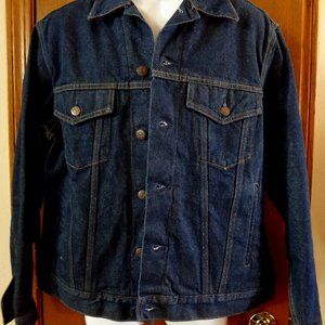 VINTAGE PLAIN POCKETS FLANNEL-LINED DENIM TRUCKER JACKET NWT Size 44 REG